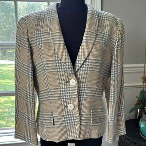 Vtg Spitalnick Blazer Jacket - Gray/Taupe Plaid Women's Sz 12